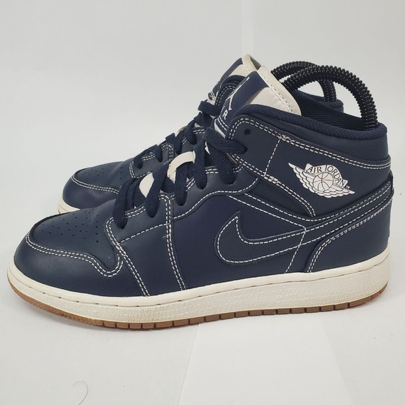 Nike Air Jordan 1 Retro Mid GS 'Obsidian' Sz-4Y 554725 402 - Picture 3 of 10